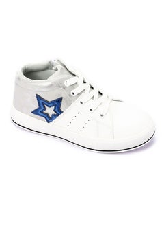 اشتري Girls High Neck Lace Up & Zipper Sneakers - White & Silver في مصر