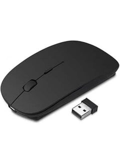 اشتري Karrong Wireless Mouse Rechargeable USB Wireless Mouse Quiet Click Wireless Mouse for Laptop PC Computer Black" ) في مصر