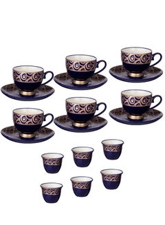 اشتري طقم شاي و قهوة سعودية من البورسلان عدد 18 قطعة مكون من 6 شاي + 6 صحن شاي+ 6 قهوة سعودية في السعودية