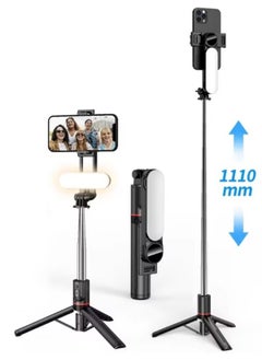 Buy L15 Bluetooth Wireless Selfie Stick with Fill Light, Mini Tripod, 360 Degree Rotation, Extendable to 1.14meter in UAE