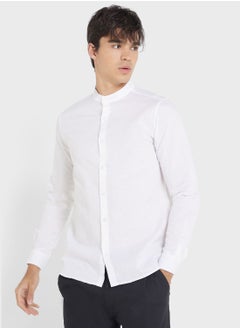 Buy Men White Slim Fit Linen Casual Shirt in Saudi Arabia