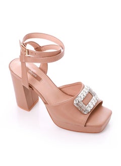 Buy Buckle Closure Heeled Sandals With Decorative Accessory in Egypt