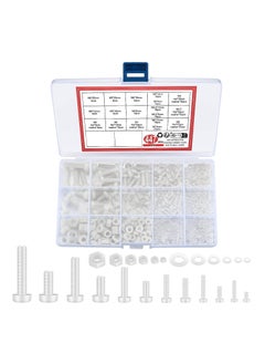 اشتري 447 PCS White Nylon Plastic Pan Round Head Screws Bolts and Nuts and Gaskets, Metric Full Threaded Hex Head Screws Bolts and Nuts and Washers Assortment Set - M2/M2.5/M3/M4/M5/M6, for Home Repairs في الامارات