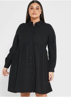 Buy Button Down Ruffle Shirt Dress in Saudi Arabia