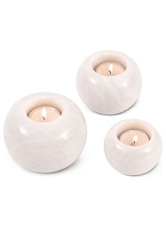 Buy Radicaln Marble Tealight Candle Holders White Handmade Set of 3 Candle Holder for Mini Candles - Wedding Decor Table Centerpiece Candle Holders in UAE