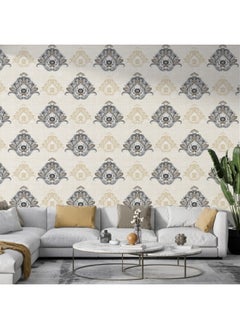 اشتري Beige Geometric Ornamental Floral Marble Background Fabric Wallpaper Covers An Area ​​Up To 4.2Mx3M With Adhesive And Smoothing Tool في مصر