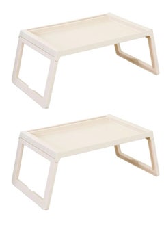 Buy Pack Of 2 Foldable Bed Table Bed Desk Tray Beige in Saudi Arabia