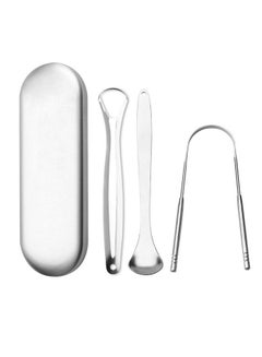 Buy Tongue Scraper Tongue Cleaner Stainless Steel Tongue Scrapers with Travel Case for Oral Cleaning, Professional Tongue Cleaners for Fresher Breath (3 Shapes Tongue Scrapers) in UAE