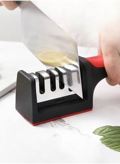 Buy Professional Knife Sharpener Premium non-slip base and Ergonomic Design Knife Sharpener for Sharpening and Polishing Kitchen Knives Easily Sharpen Straight Knives, Scissors Manually Great for home use! in UAE