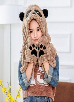 Buy Autumn Winter Hat Scarf Gloves Women Sets Students Kawaii Panda Thick Warm Female Scarves Sets in Saudi Arabia