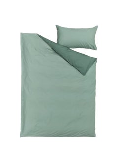 Buy Duvet cover and pillowcase, grey-green/dark green, 150x200/50x80 cm in Saudi Arabia