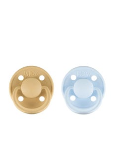Buy Rebael Mono Natural Rubber Round Pacifier Size 2 - Baby 6M+ (2-pack) - Almond/Tiny Sky in Saudi Arabia
