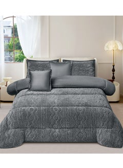 Buy Winter Comforter Set Bedspread 6 Pieces Double-Sided Fur King Size 250x230 cm in Saudi Arabia