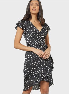 Buy Dash Print Wrap Dress in Saudi Arabia