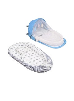 اشتري Star Babies - Baby Sleeping Pod + Bed with Mosquito Net-Grey/Blue في الامارات