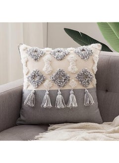 Buy Boho Cushion Cover 45x45cm Handcrafted Throw Pillow Cover Boho Decor Cushion Tassel Decorative Pillowcase Woven Throw Tufted for Home Bohemian Decor (Style 3) in UAE