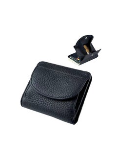 اشتري Genuine Leather Small Bifold Wallet for Women, Slim Compact Pocket Purse, RFID Blocking Credit Card Holder Ladies Wallet, Mini Wallet With 1 Coin Purse & ID Window, Black في الامارات