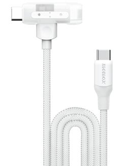 اشتري 1-Link Flow Duo 2 in 1 USB-C to USB-C + Lightning Cable to USB-C Braided Cable 1.5 Meter [MFI Certified] Fast Charge PD 3.0 - White في الامارات