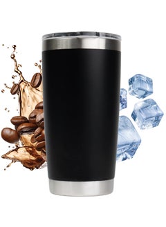 Buy Amroah 590ml Stainless Steel Coffee Travel Mug with Leakproof Lid Insulated, Portable Espresso Thermal Cup for Tea and Coffee, Reusable Vacuum Thermos Tumbler for Hot and Cold Drinks, Black in UAE