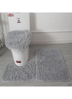 اشتري COMFY NEW BATHROOM COLLECTION 3 PC SET GREY SOFT CARPET في الامارات