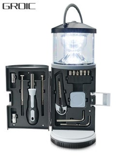 Buy 2 in 1 LED Camping Lantern with Tool Kits, Battery Operated LED Lantern with 11 PCS Tools Kit, Portable Emergency Light for Camping Storm Outages in Your House Car Workbench in UAE