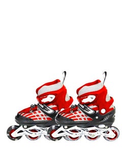 Buy Inline Adjustable Skates Medium Size 34 EUR (UK 1.5) - 38 EUR (UK 5) for 6 to 12 Years | Red | Aluminium Chassis and 70 mm Wheels | Front Wheel Flash, Skating Shoes in UAE