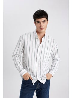 Buy Man Relax Fit Button Polo Neck Woven Long Sleeve Shirt in Egypt