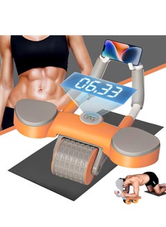 اشتري Automatic Rebound Ab Abdominal Exercise Roller Wheel,Abs Roller Wheel Core Exercise Equipment with Elbow Support and Timer for Men Women（Orange) في الامارات