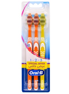 Buy Oral-B 123 Classic care medium 3toothbrush 2+1free, Multicolor in Egypt