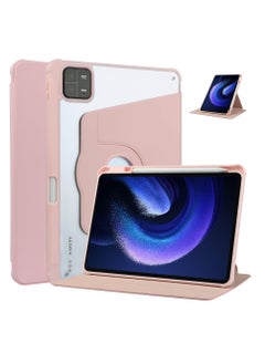 Buy Transparent Hard Shell Back Trifold Smart Cover Protective Case for Xiaomi Mi Pad 6 /Pad 6 Pro Pink in UAE