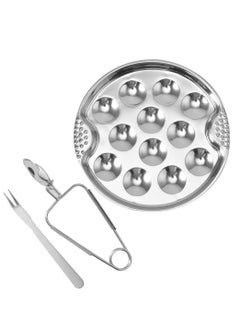 اشتري French Escargot Dish 1 Set Baked Snails Barbecue Snail Plate with Clips and Forks Escargot Baking Escargot Clips Escargot Fork Stainless Steel Baking Pans 12 Holes Snail Plate Tool Kit في الامارات