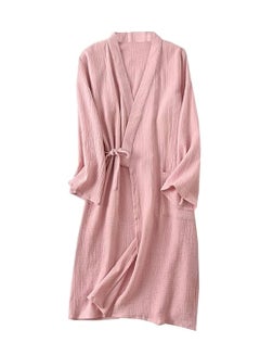 Buy Womens Cotton Gauze Robe Soft Lightweight Kimono Maternity Bathrobe Loungewear Lounging Relaxed Bathrobe for Home Spa Pink in UAE