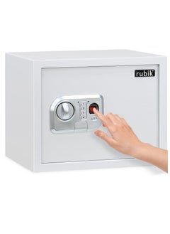 اشتري Large Safe Box with Biometric Fingerprint Digital Keypad and Key Lock A4 Document Size Safety Locker for Home Office (30x38x30cm) White في الامارات