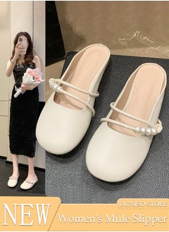 Buy Mule Slippers for Women Slingback Flat Pointed Mules Closed Toe Sandals Comfortable Women Slippers Backless Slip On Loafer Shoes in Saudi Arabia