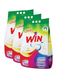 Buy Superior Laundry Detergent Washing Powder for White and Coloured Clothes - Lemon Scent 1KG Pack of 3 in UAE