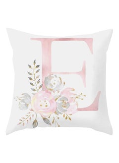 Buy Floral English Alphabet Printed Pillow Case Pink/White in UAE