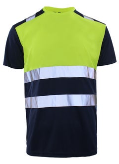 Buy Safety Shirts for Men Reflective High Visibility Quick Dry Short Sleeve Construction Work T Shirts Green/Black in UAE