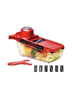 اشتري 6 in 1 Vegetable and Fruit Slicer cutter chopper and grater with Hand Protector Interchangeable Blades for slicing peeling or chopping في الامارات