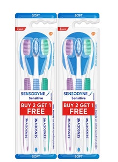 Buy Pack Of 2 Sensodyne Sensitive 2+1 Soft Toothbrush Multi Colour in Saudi Arabia