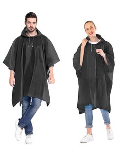 Buy Reusable Adult Rain Ponchos 2 count (Pack of 1) for Women and Men with Drawstring Hood in Saudi Arabia