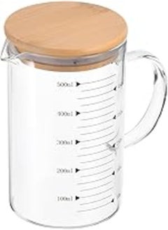 Buy PATIKIL 500ml Glass Measuring Cup, 3.3 Borosilicate Glass Graduated Black Printed Scale Liquid Measure Cups Beaker with Wood Lid and V-Shaped Spout for Kitchen in Egypt