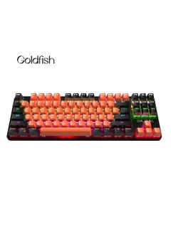 Buy 87 Key Wired Mixed Light Keyboard With Mechanical Blue Switch And Hanging Button Black/Orange in Saudi Arabia