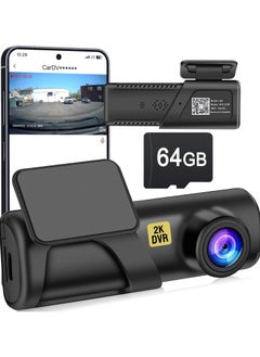 Buy Dash Cam with 64G Card, WiFi 2K Dash Camera for Cars, Mini Car Camera, Dash Cam Front, 160° Wide Angle, Night Vision, Loop Recording, 24H Parking Monitor, Support 128GB Max in Saudi Arabia