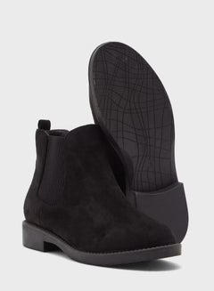 Buy Faux Suede Round Point Ankle Boot in Saudi Arabia