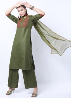 اشتري Embroidered Straight Kurta and Palazzo with Dupatta Set في السعودية