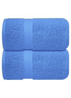 اشتري Premium Blue Bath Sheets – Pack of 2, 90cm x 180cm Large Bath Sheet Towel - 100% Cotton Ultra Soft and Absorbent Oversized Towels for Bathroom, Hotel & Spa Quality Towel by Infinitee Xclusives في الامارات