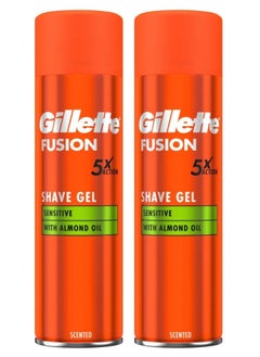 Buy Pack Of 2 Gillette Fusion 5 Shave Gel 200ml Sensitive‏ in Saudi Arabia