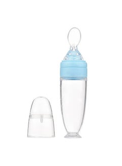 اشتري Baby Food Dispensing Spoon Feeder Silicone Pacifier Squeeze Spoon Bottle with Suction Plate for Daily Feeding Travel Boys Girls في الامارات