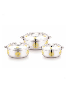 Buy 3Pcs Yara Stainless Steel Casserole Stylish, Durable, and Heat-Retaining Design in UAE