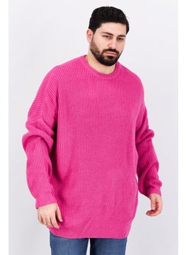 اشتري Men Crew Neck Knitted Long Sleeve Sweater, Dark Pink في الامارات